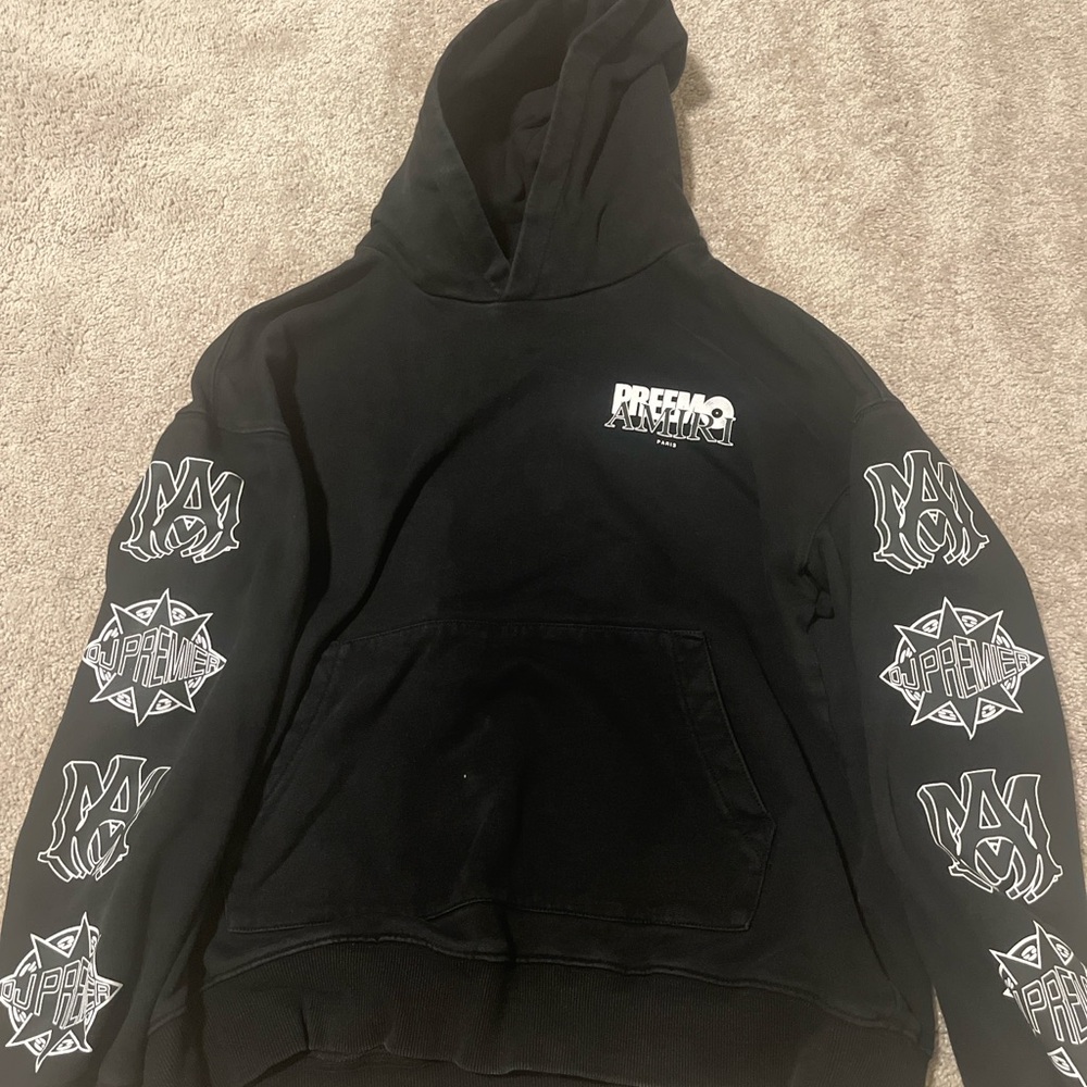 AMIRI Black Hoodie with White Graphics